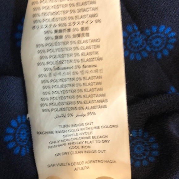 Michael Kor Blue Patterned Long Sleeve Blouse w/ Tie Neck Med - Picture 5 of 5